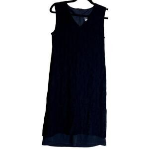 Indivi Shift Dress Women Size 38 (Approx. M) Black Textured LBD Business Party